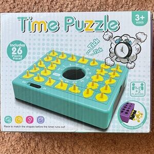 Time Puzzle Game for Kids - Teal and Yellow